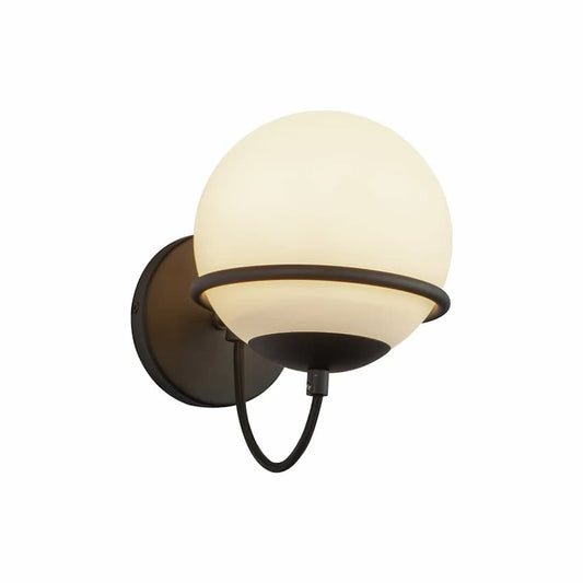 Alora Mood Alba WV458107MBOP 7-Inch 1-Light Vanity Light in Matte Black Finish with Opal Glass Shade