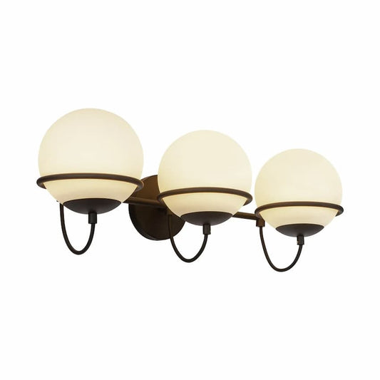 Alora Mood Alba WV458324MBOP 24-Inch 3-Light Vanity Light in Matte Black Finish with Opal Glass Shades