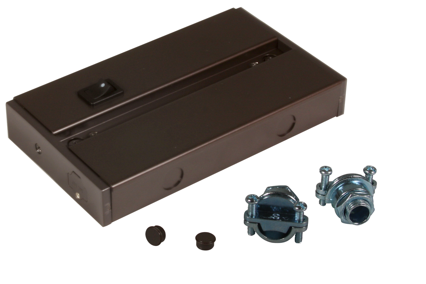 LED 5 Complete Undercabinet Hardwire box with On/Off rocker switch in dark bronze - American Lighting 5LCS-BOX-DB