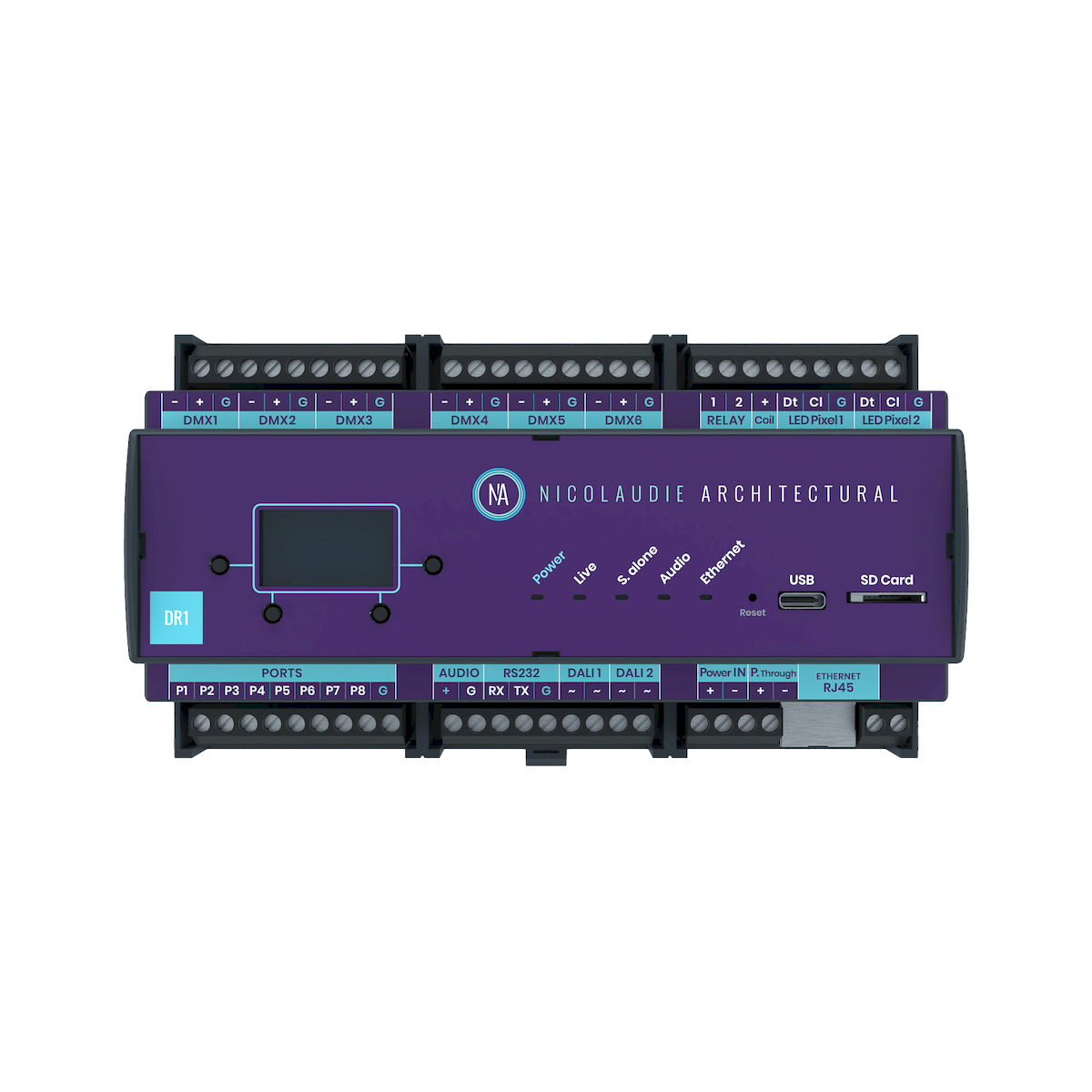 3072ch, Cloud, USB, Ethernet, Dali, Audio, 2000 scenes, 20 zones - American Lighting AML-DMX-N-DINADR1