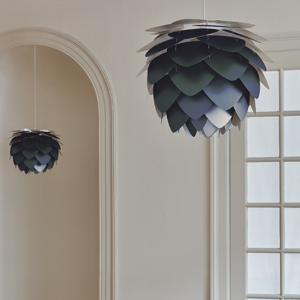 UMAGE Aluvia Medium Anthracite Grey Replacement Shade — styled interior view