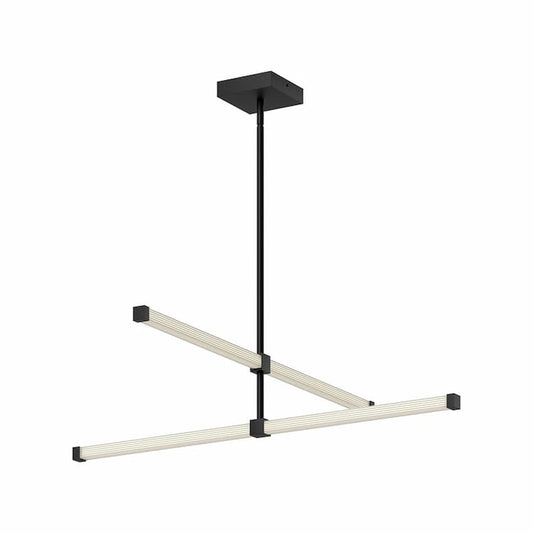 Kuzco Blade CH23532 32-inch LED chandelier with sleek linear design and long ribbed acrylic diffusers