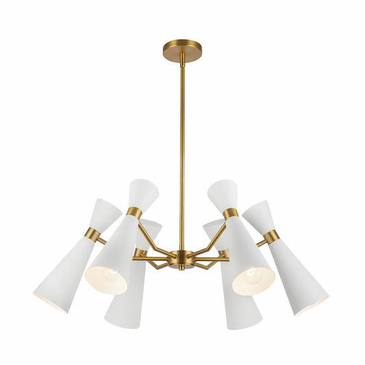 Alora Mood Blake CH574632WHAG Chandelier in White Finish with Aged Gold Accents