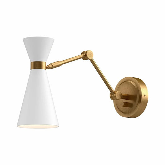 Alora Mood Blake WV574524WHAG 5-Inch Vanity Light in White with Aged Gold Steel Shade