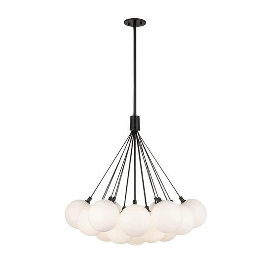 Kuzco CH3128 Bolla modern LED chandelier with adjustable downrod suspension and elegant glass globe arrangement