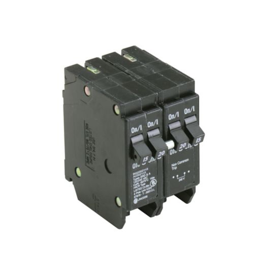 Cutler Hammer 120/240V 15/20/15A 4-Pole Quadplex Plug-On Circuit Breaker, BQ Series, 10kA Interrupt, Thermal Magnetic Trip, CTL Rejection Tab