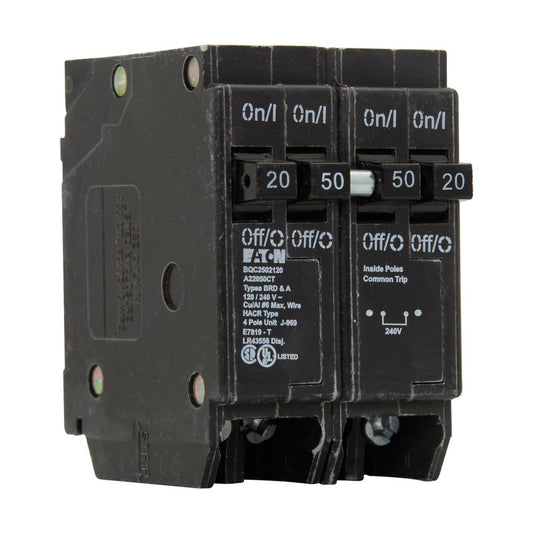 Eaton Cutler Hammer 120/240V 4-Pole Quadplex Circuit Breaker 20/50A 10kA Interrupt