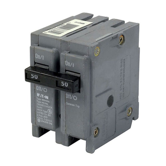Cutler Hammer 50A 120/240V 2-Pole Thermal Magnetic Circuit Breaker Plug-On BRH Series