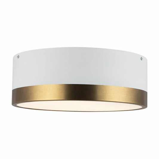 Alora Mood Brisbane FM556212AGWH 12-Inch 2-Light Flush Mount in Aged Gold with Steel and Glass Construction