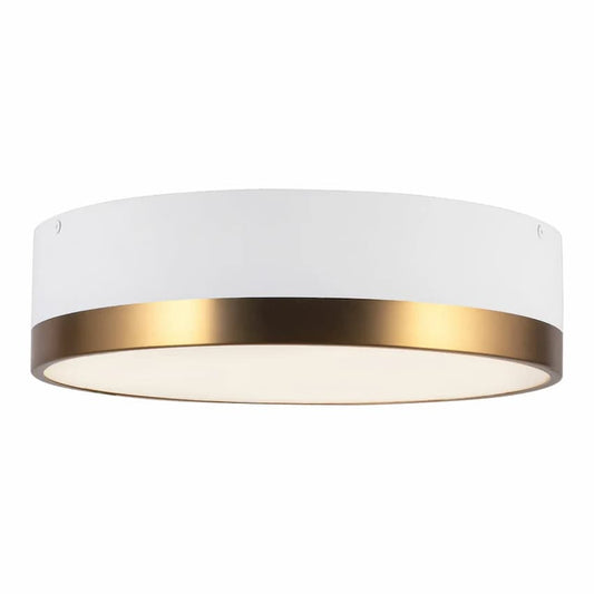 Alora Mood Brisbane FM556216AGWH 16-Inch 3-Light Flush Mount in Aged Gold with Steel and Glass Construction