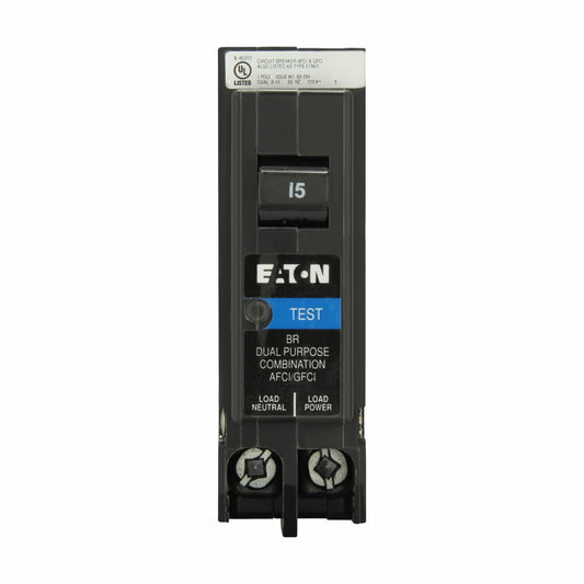 Eaton 15A 120V 1-Pole BR Dual Function AFCI/GFCI Circuit Breaker Plug-On