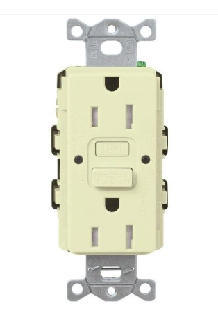 Lutron Claro GFCI receptacle in Almond