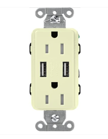 Lutron Claro USB charging receptacle in Almond