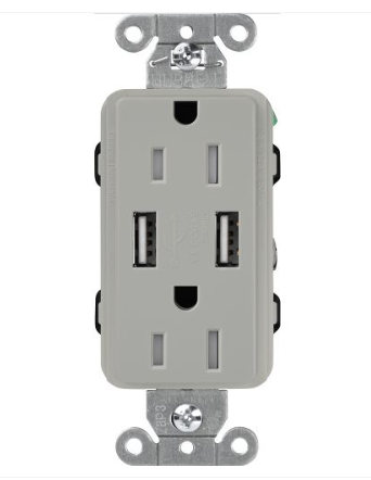 Lutron Claro USB charging receptacle in Gray