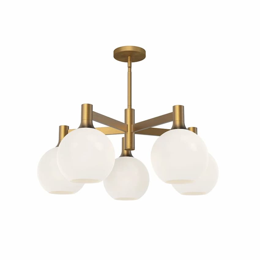 Alora Mood Castilla CH506129MBOP Statement Chandelier with Sculptural Matte Black Frame and Five Soft Opal Glass Globes
