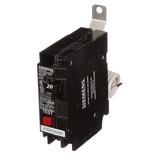 Siemens 20 Amp 1 Pole 120VAC 10kAIC Bolt-On Ground Fault Circuit Breaker, Type BL, Thermal Magnetic Trip, UL/CSA/NOM