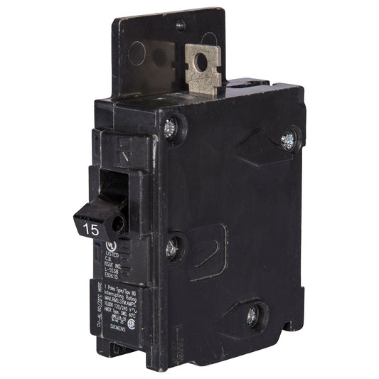 Siemens 15 Amp 1-Pole 120V BQ Series Bolt-On Molded Case Circuit Breaker, 10kA Interrupt Rating, CSA/UL Listed
