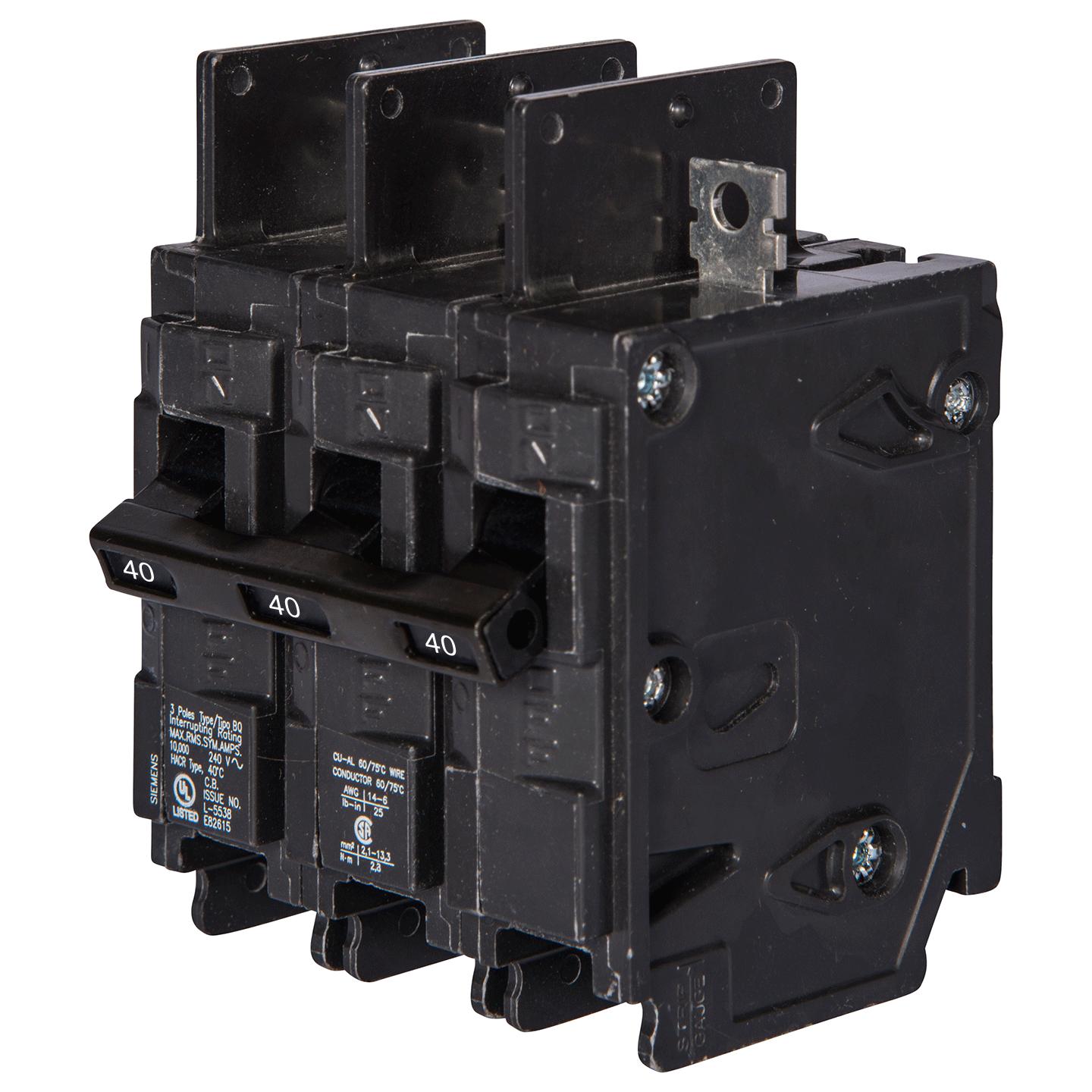 Siemens 40A 240V 3-Pole Bolt-On Circuit Breaker BQ Series