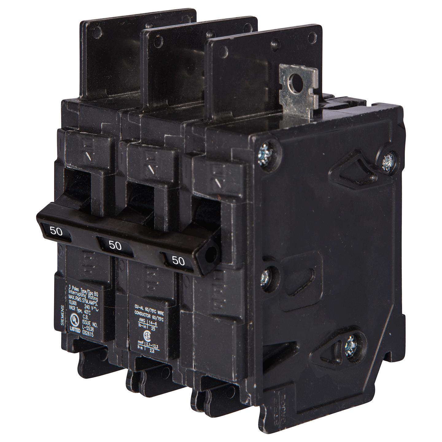 Siemens 50 Amp 3 Pole 240V BQ Series Molded Case Circuit Breaker