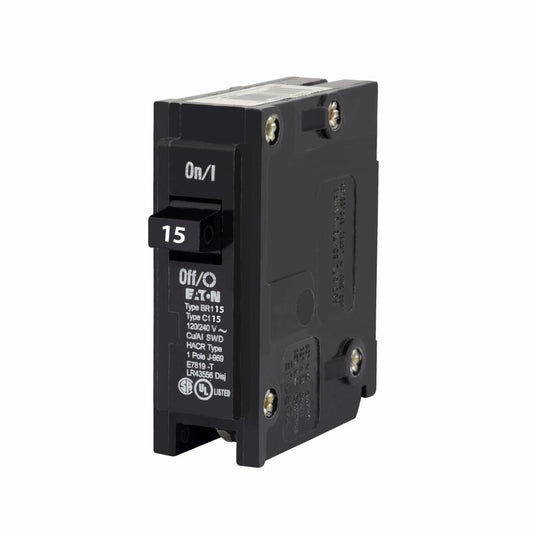 Eaton Cutler Hammer 15 Amp 120/240V 1 Pole Plug-On Circuit Breaker 10kAIC Thermal Magnetic