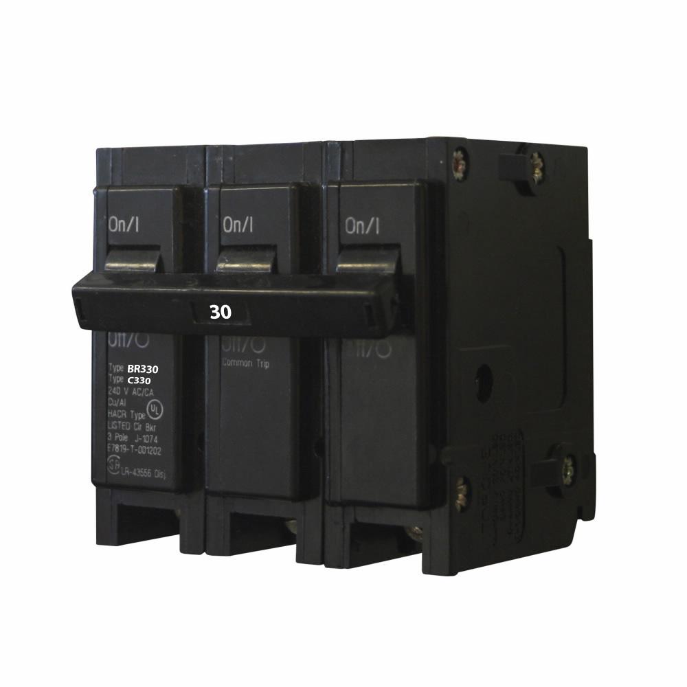 Cutler Hammer 30A 240V 3-Pole Plug-On Circuit Breaker Type BR 10kA Interrupt