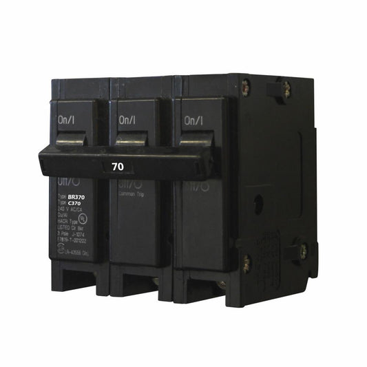 Cutler Hammer 70A 240V 3 Pole BR Series Plug-On Circuit Breaker, 10kA Interrupt Rating
