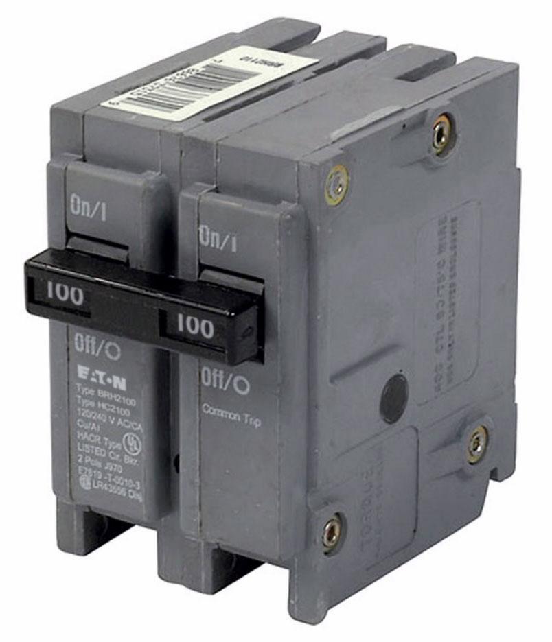 Eaton 100 Amp 2 Pole 240V Thermal Magnetic Circuit Breaker Plug-On BR Frame