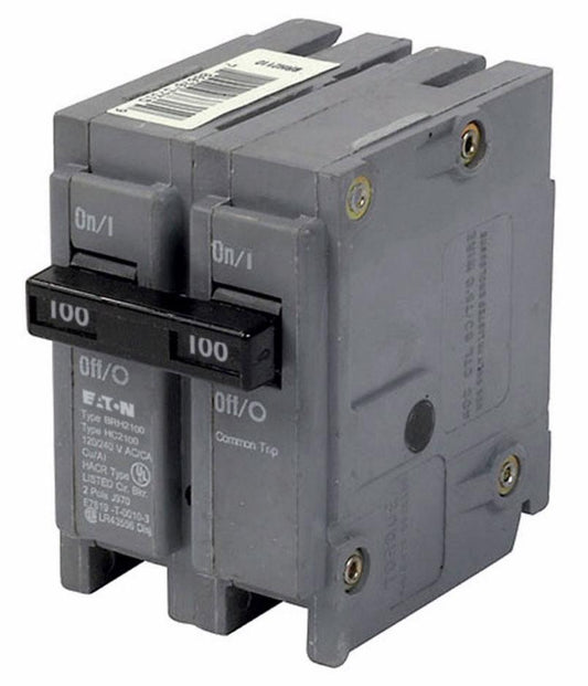 Eaton 100 Amp 2 Pole 240V Thermal Magnetic Circuit Breaker Plug-On BR Frame