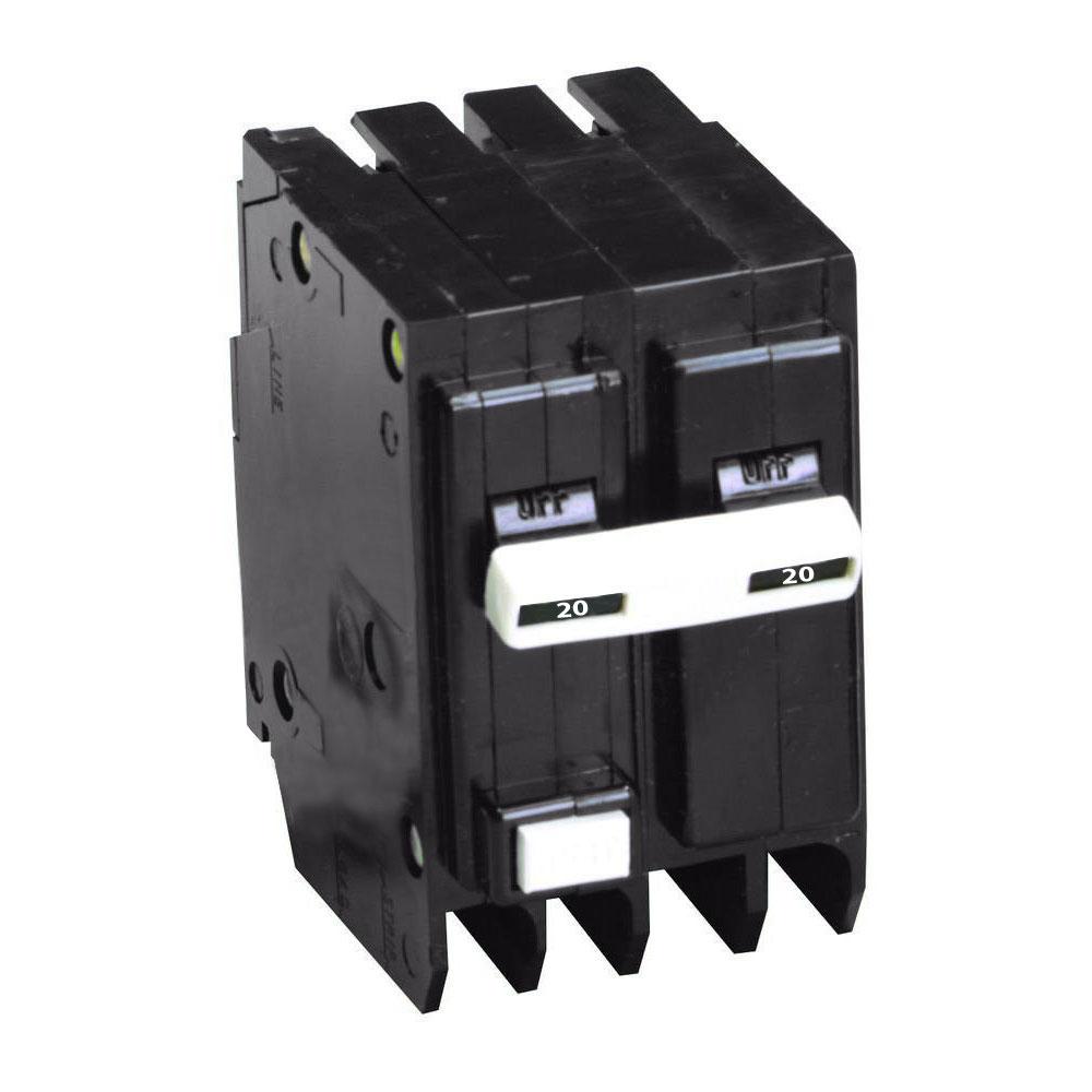 Cutler Hammer 20 Amp 2 Pole 120/240V GFCI Circuit Breaker, BR Series, Plug-On Mount, 10kAIC, Common Trip, UL Listed