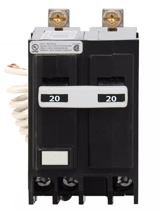 Cutler Hammer 20A 120/240V Two-Pole Ground Fault Circuit Breaker Bolt-On