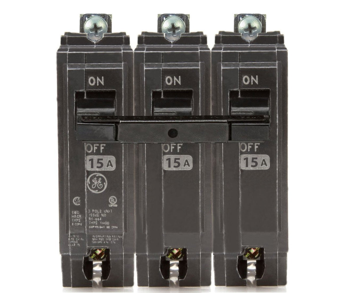 General Electric 15 Amp 240 VAC 3 Pole Bolt-On Circuit Breaker THQB Series