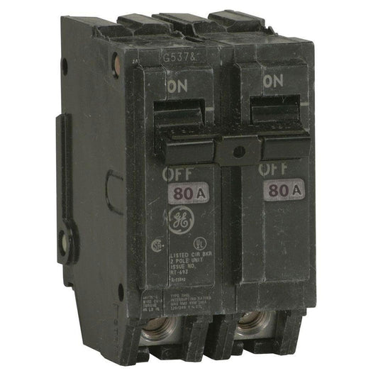 General Electric 80 Amp 240V 2 Pole Thermal Magnetic Circuit Breaker THQL Frame