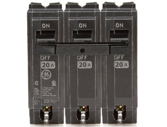 General Electric 20A 240V 3 Pole Thermal Magnetic Circuit Breaker Q-Line Series
