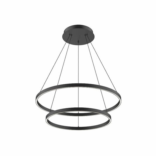 Kuzco CH87832 Cerchio 32-inch dimmable LED chandelier with frosted silicone diffusers and adjustable wire suspension
