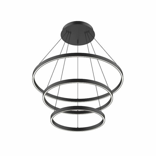 Kuzco Cerchio CH87932 32-inch 3-layer LED chandelier with sculptural circular rings and modern up-and-down illumination