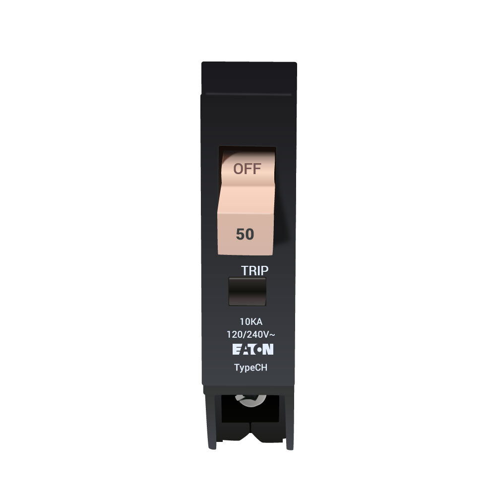 Cutler Hammer 50 Amp 120/240V 1-Pole Plug-In Circuit Breaker Type CH 10kA Interrupt Rating