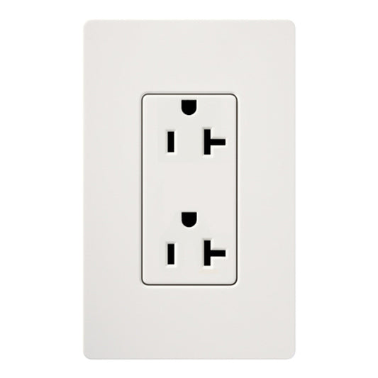 Lutron Claro 20 A tamper-resistant duplex receptacle in Snow White