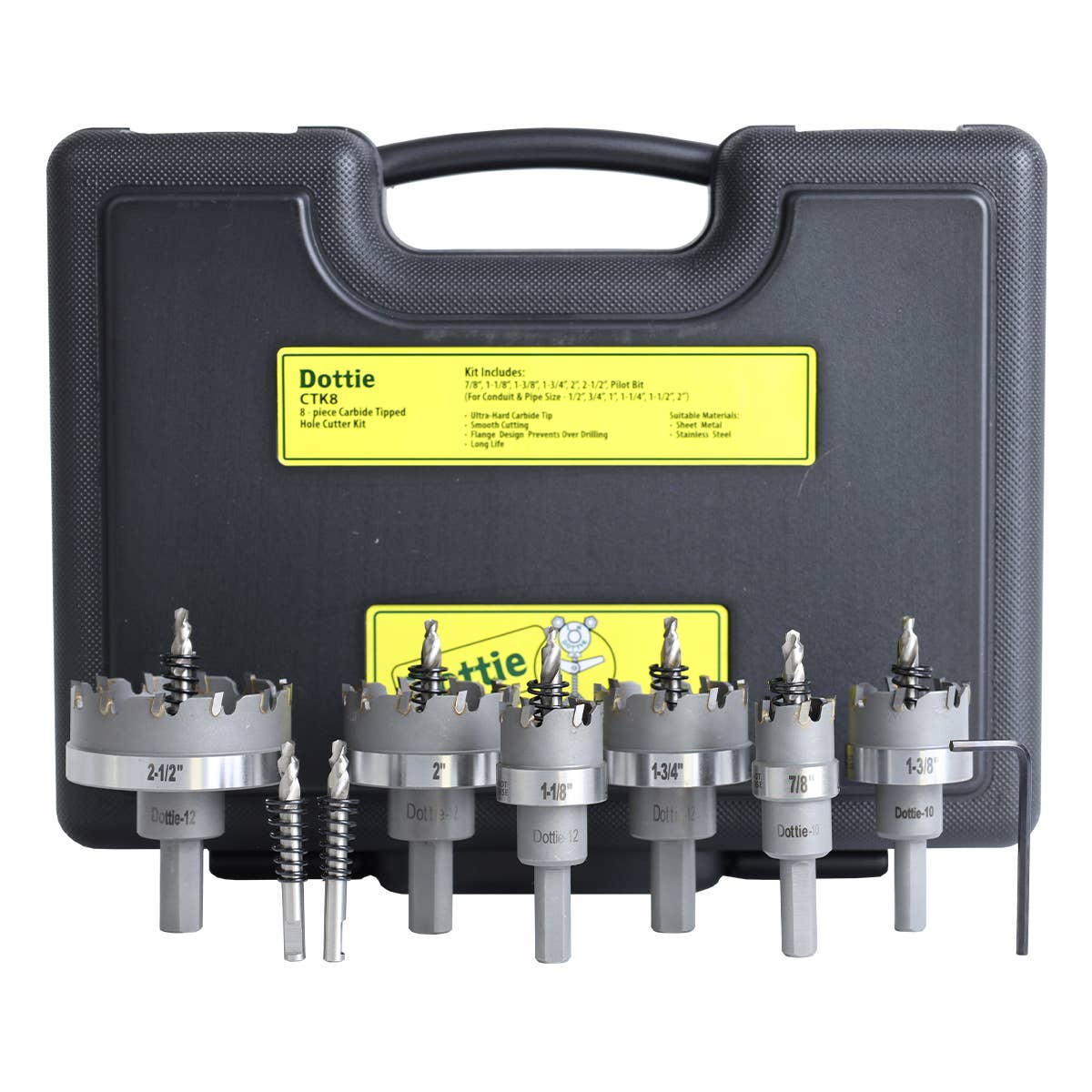 Dottie CTK8 Dottie 8-Piece Master Electricians Hole Cutter Kit CTK8