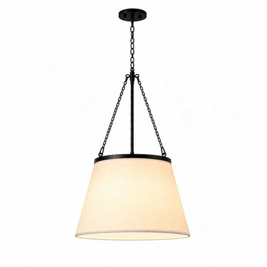 Alora Mood PD544517MBWL Speakeasy 18-Inch Pendant Light in Matte Black Finish with White Linen Empire Shade