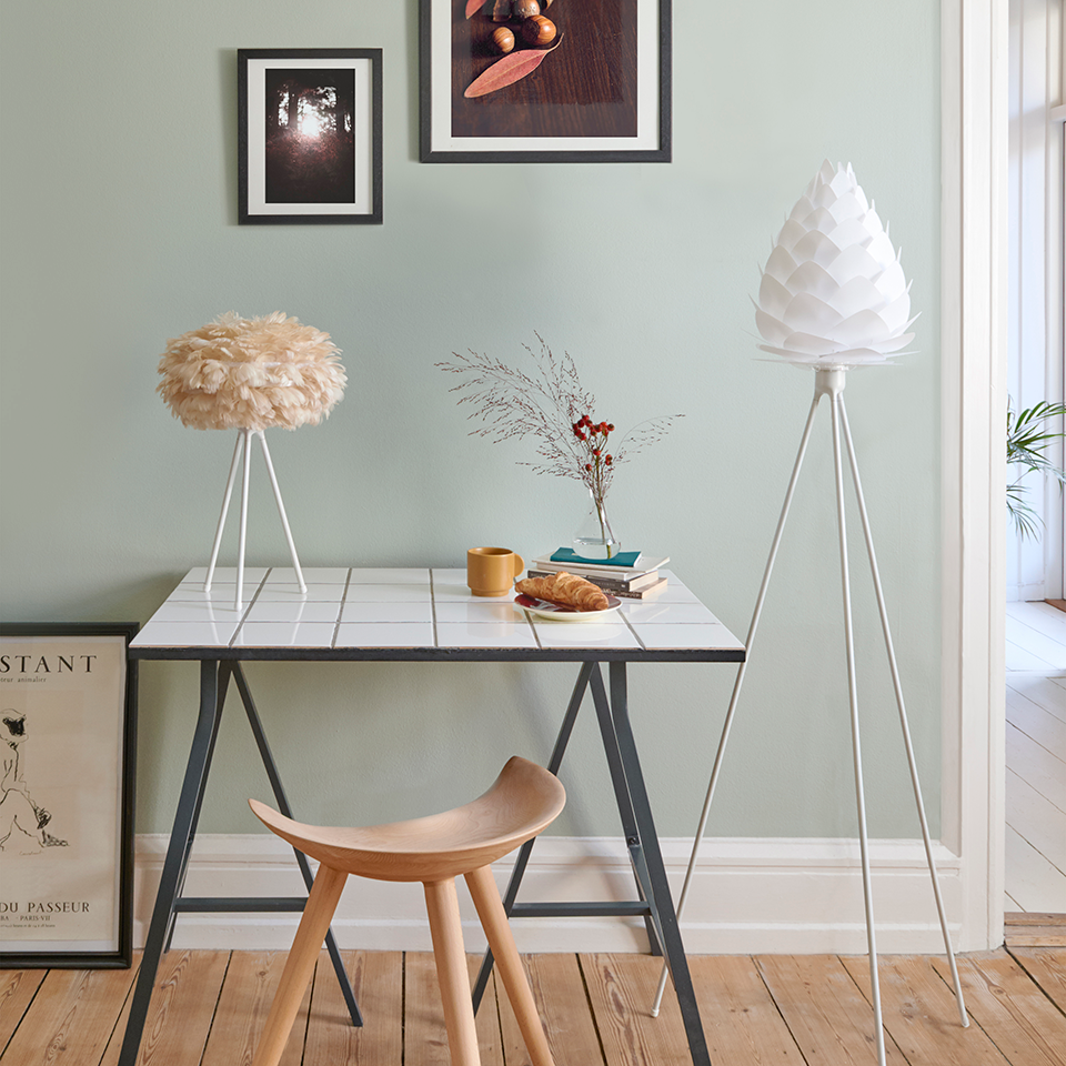 UMAGE Conia White Mini Replacement Shade — styled interior view