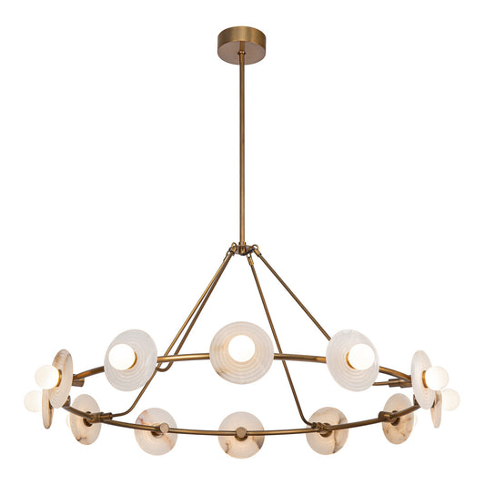 Alora Dahlia vintage brass chandelier CH346046VBAR-UNV