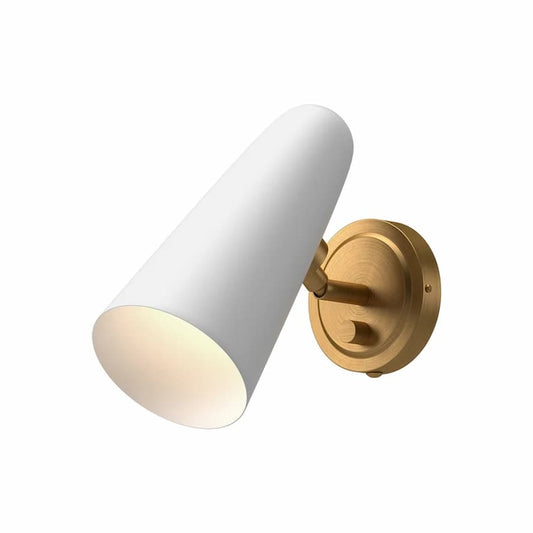 Alora Mood Daniel WV578805WHAG 5-Inch Vanity Light with White Steel Shade and Aged Gold Accents