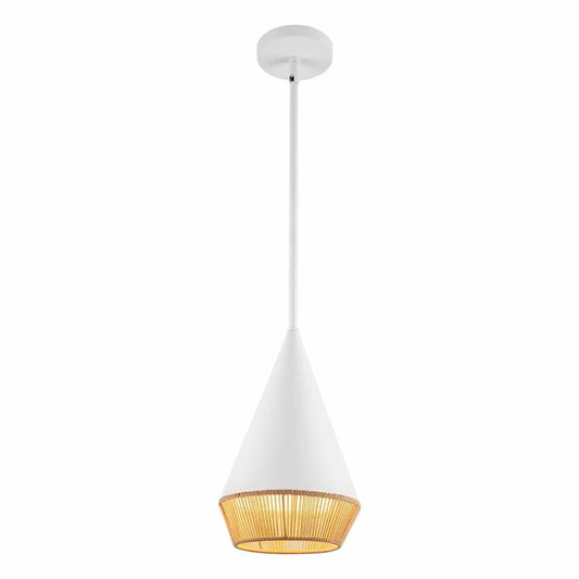 Alora Mood Daphne PD633107WHBR 7-Inch Pendant Light in White with Steel Shade and Decorative Rope Detail
