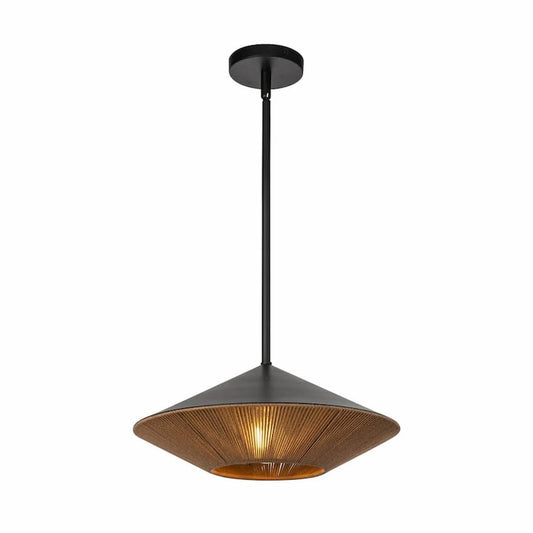 Alora Mood Daphne PD633215WHBR 15-Inch Pendant Light in White with Steel Shade and Rope Detail