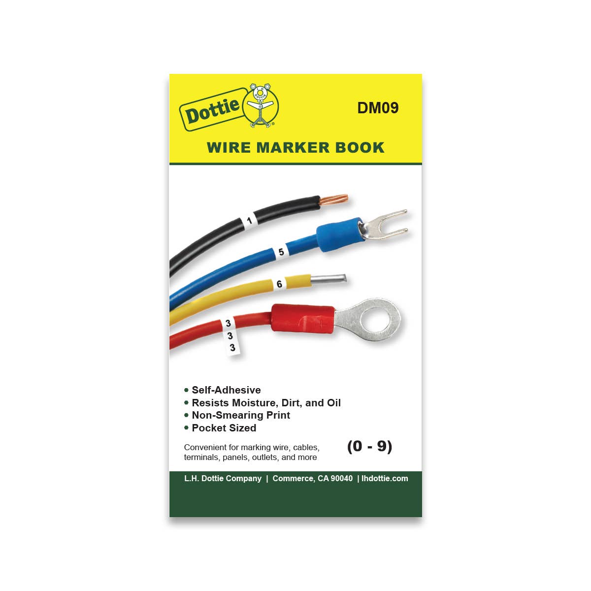 Dottie DM09 Dottie Nylon Cloth Wire Marker Book 0-9 DM09