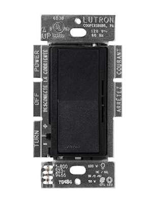Lutron Diva LED+ dimmer switch in Midnight