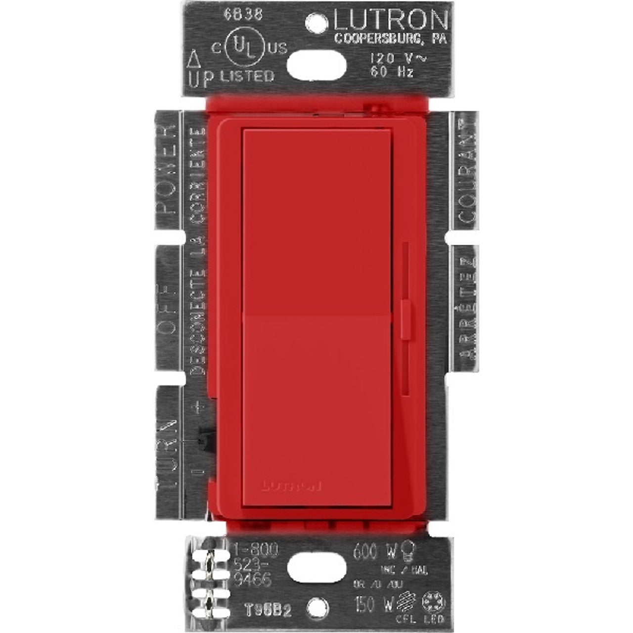Lutron Diva LED+ dimmer switch in Signal Red