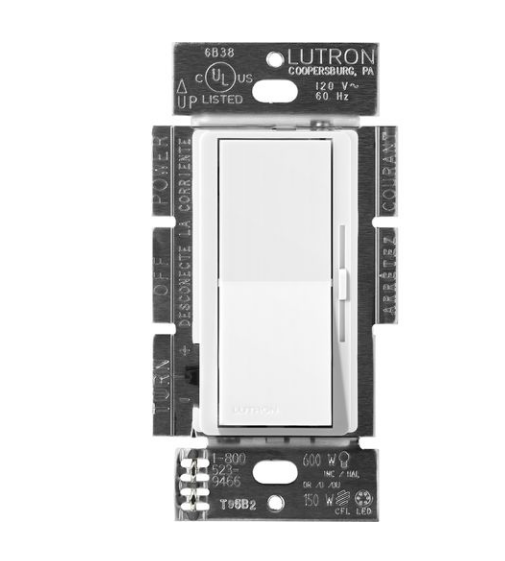 Lutron Diva 3-wire dimmer switch in Snow White