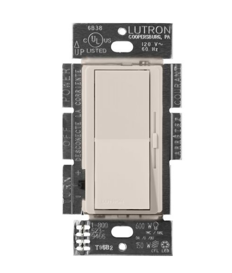 Lutron Diva 3-wire dimmer switch in Taupe