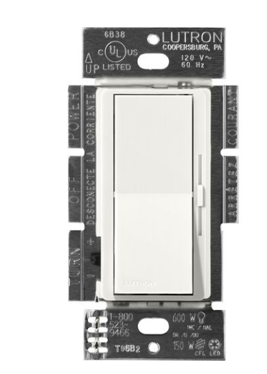 Lutron Diva 3-wire dimmer switch in Architectural White